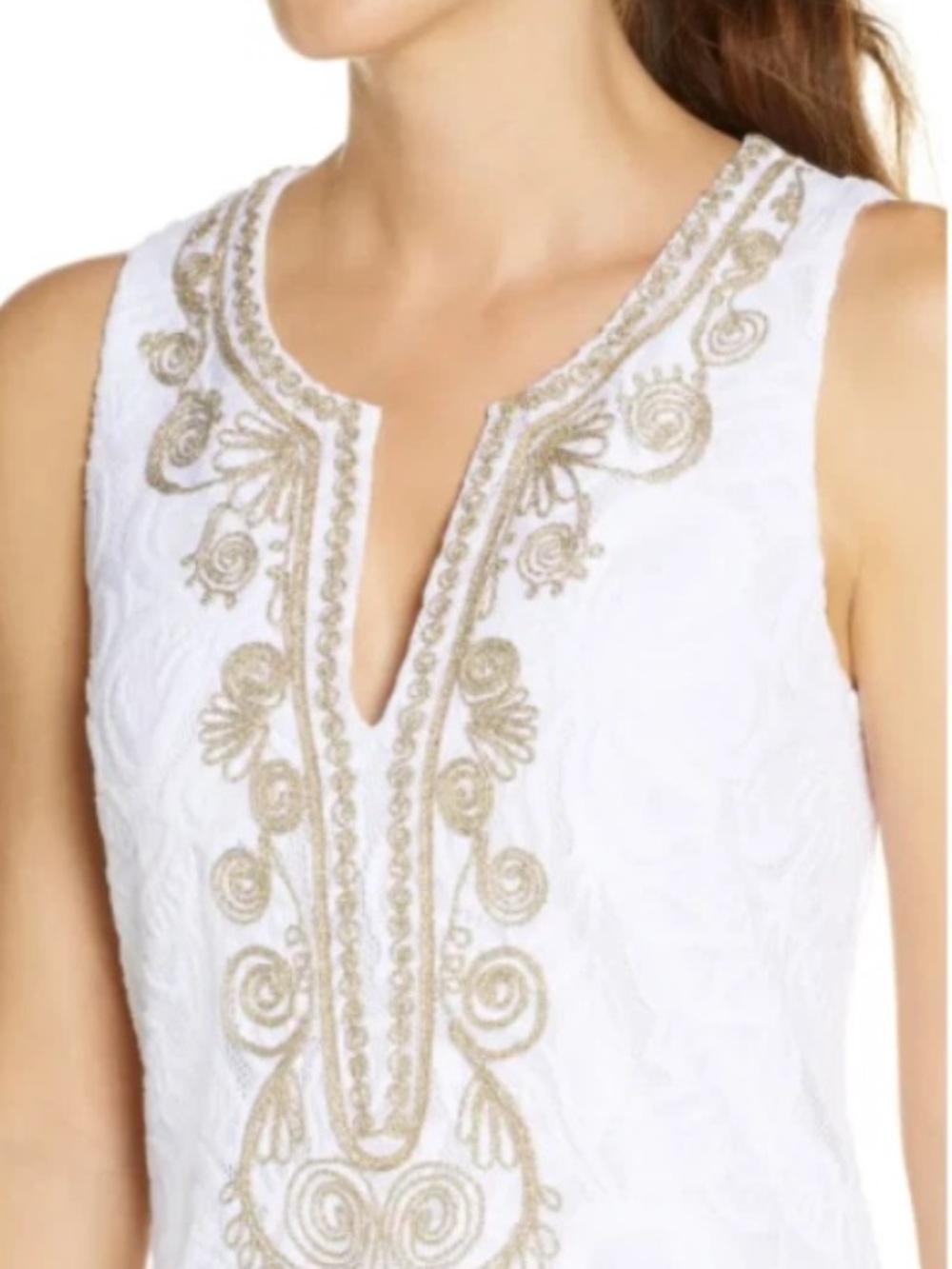 Lilly Pulitzer Carlotta Maxi Dress with Gold Embroidery Sz 16 - Picture 3 of 8